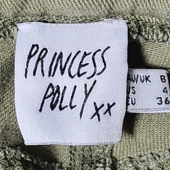 Princess Polly XX Olive Cotton Cargo Wide Leg Pants 4 S - Picture 5 of 6
